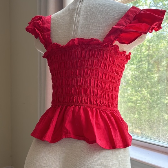 Red shirt with Smocked Ruffle - Picture 3 of 5